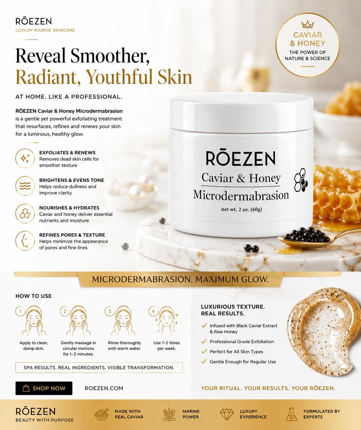 Caviar & Honey Microdermabrasion - Roezen Skincare