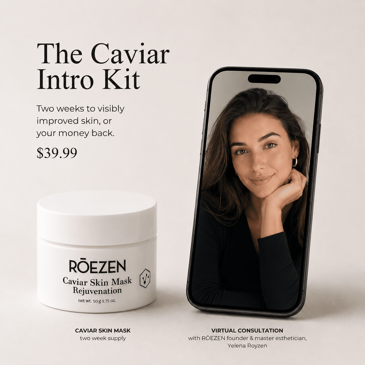 The Caviar Intro Kit: 14-Day Caviar Mask + Virtual Consultation - Roezen Skincare